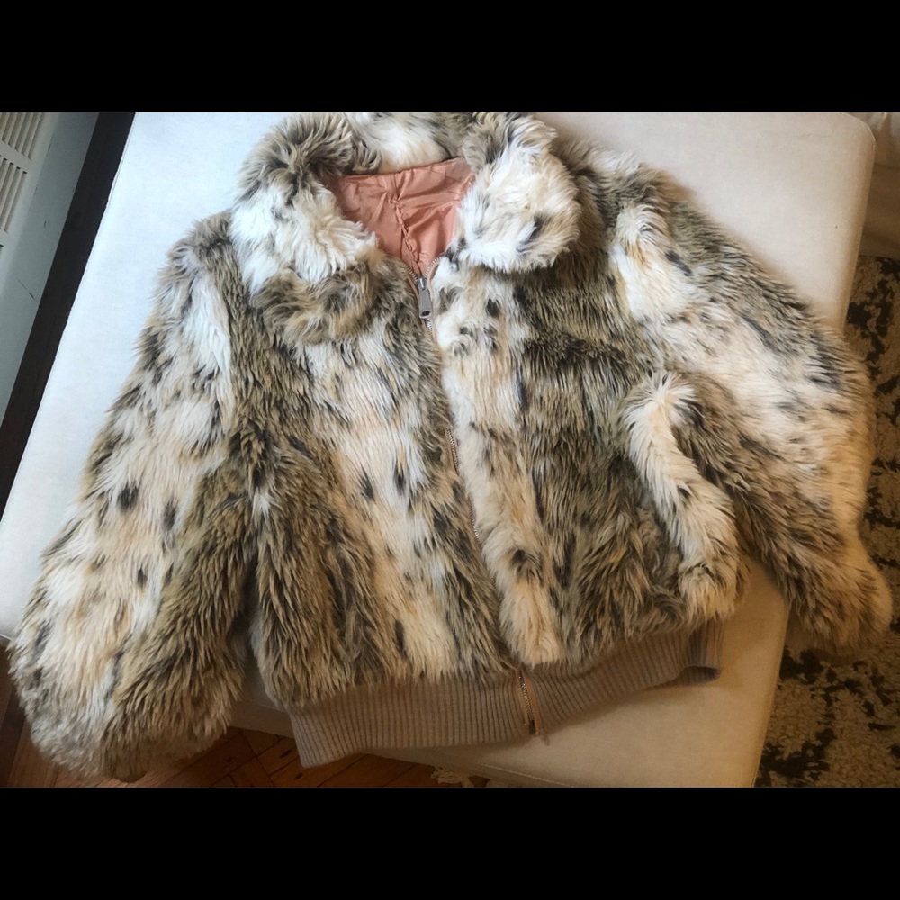 Faux fur bomber jacket